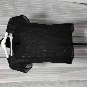 Pretty gold glitter black dress shirt